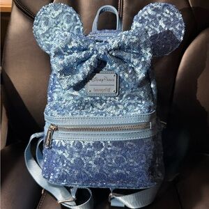 Loungefly Sparkling Blue Sequin Backpack